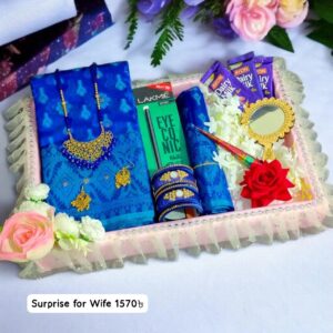 Nil jamdani Saree Gift Set - Best gift for your wife