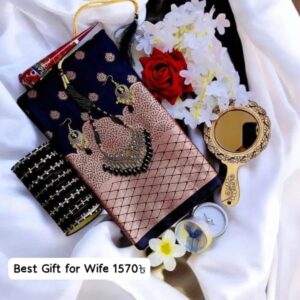 Best selling Black Katan Saree Gift Box for Wife - অ্যানিভার্সারি স্পেশাল গিফট কম্বো