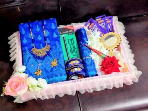 স্পেশাল নীল জামদানী  গিফট  শাড়ি কম্বো SC-84