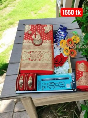 স্পেশাল গিফট কাতান বেনারসি   শাড়ি কম্বো SC-86