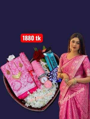 কান্ঞিবরন গোলাপী কাতান সফ্ট বেনারসি শাড়ি।বেষ্ট প্রিমিয়াম শাড়ি কম্বো