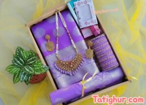 কাতান সফ্ট Levanda/ বেগুনি কালার গিফট কম্বো সেট-💝