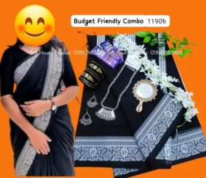 Black soft silk jova  saree combo package.